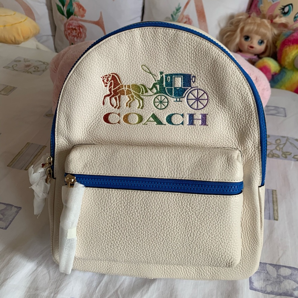 🆕 Coach Leather Rainbow Charlie Backpack Bag